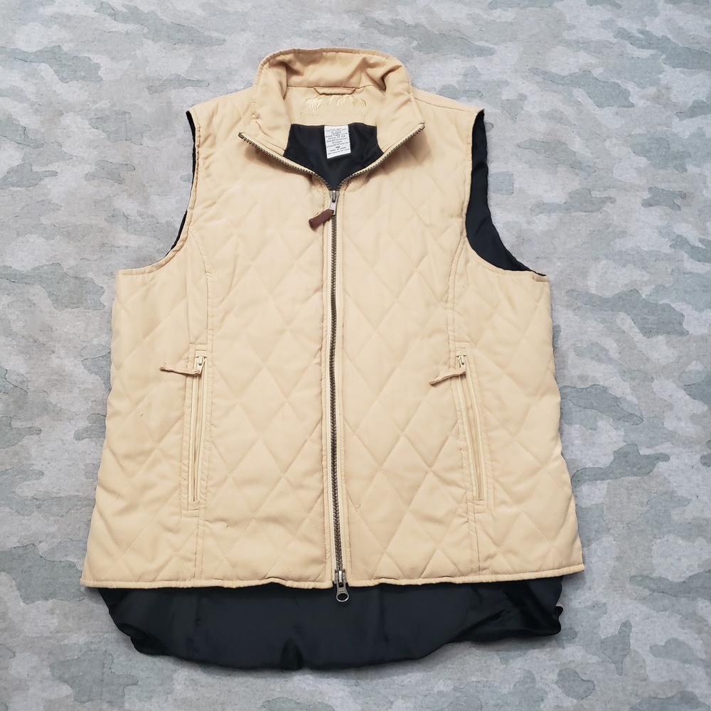 Outback Trading Co Long Quilted Vest Mens Medium Yellow Full Zip Diamond Quilted